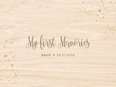 Memorybox met leuke typografie en goudspetters