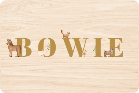 Memorybox met naam en boerderijdieren