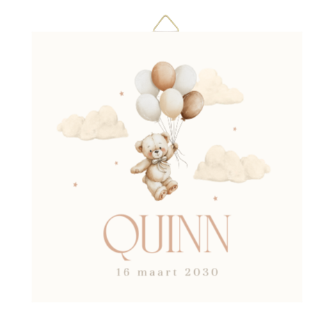 Lief tegeltje met beertje en ballonnen