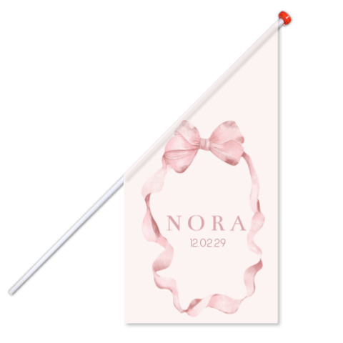 Geboortevlag roze met lint en strik