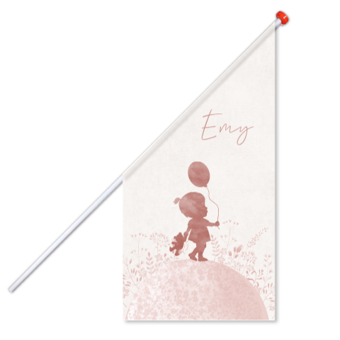 Schattige geboortevlag met silhouet meisje in watercolour