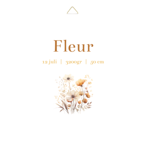 Geboortetegeltje met romantische bloemen