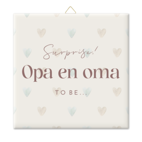 Zwangerschapsaankondiging tegeltje opa en oma