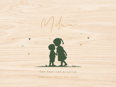 Memorybox met silhouetjes van klein broertje met grote zus