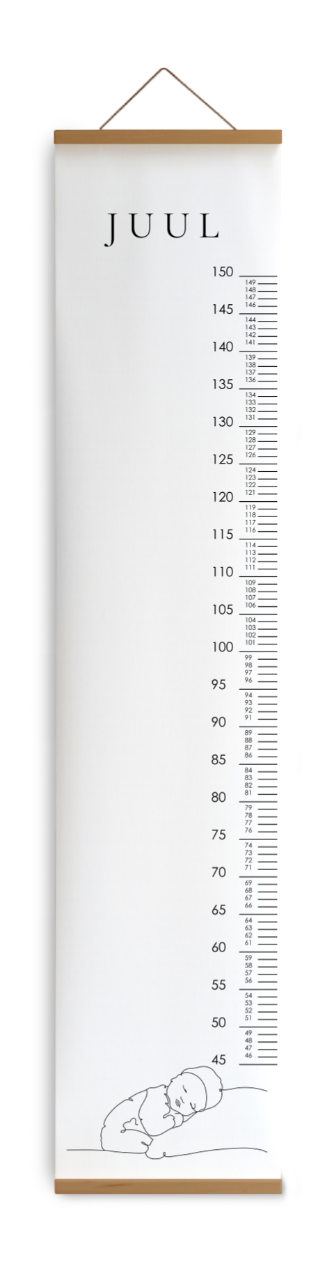 Bewerkbare groeimeter kinderkamer met lijntekening baby