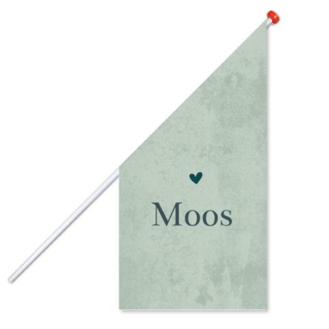 Geboortevlag groene velvet-look met hartjes