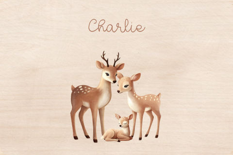 Memorybox in beigetinten met hertengezin 