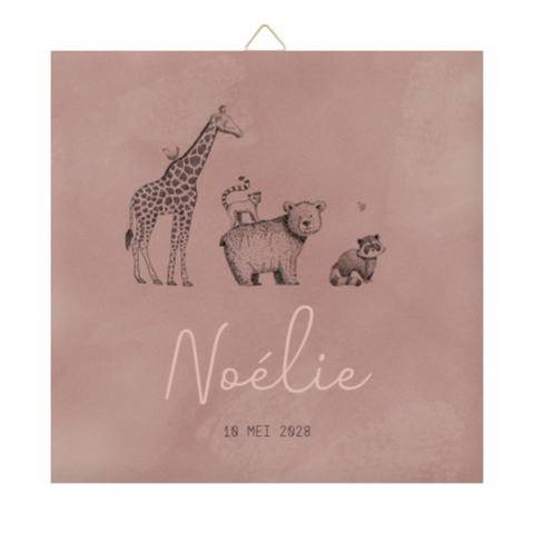 Geboortetegel met getekende dieren