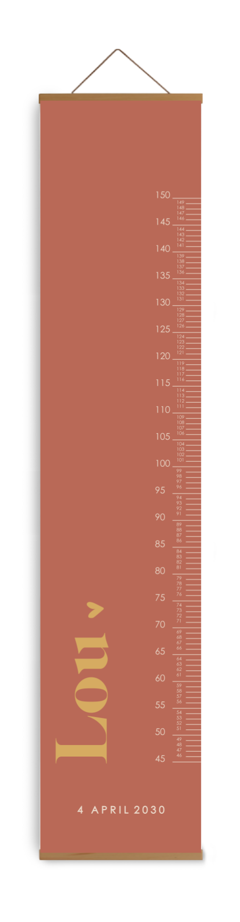 Groeimeter kinderkamer roestkleur met naam