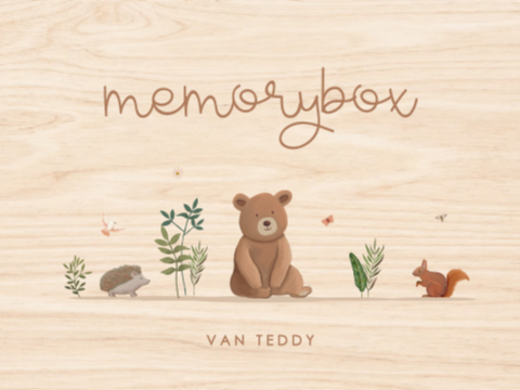 Houten memorybox met vrolijke bosdieren