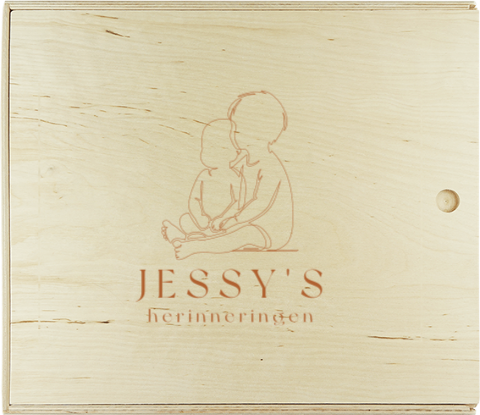 Memorybox met lijntekening van broertjes