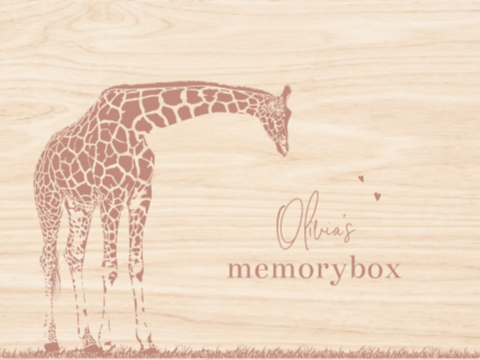 Memorybox met giraffe in oudroze