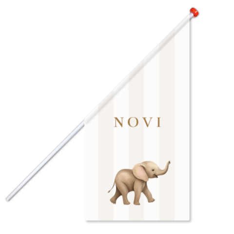 Geboortevlag met baby olifant op strepen