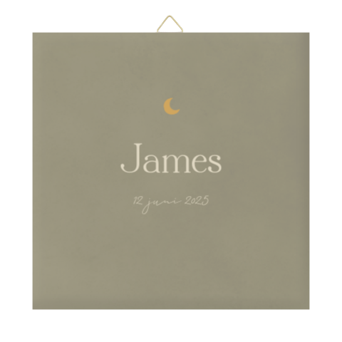 Geboorte tegeltje groen met naam en maantje