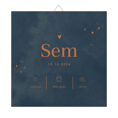 Geboortetegel stoer donkerblauw