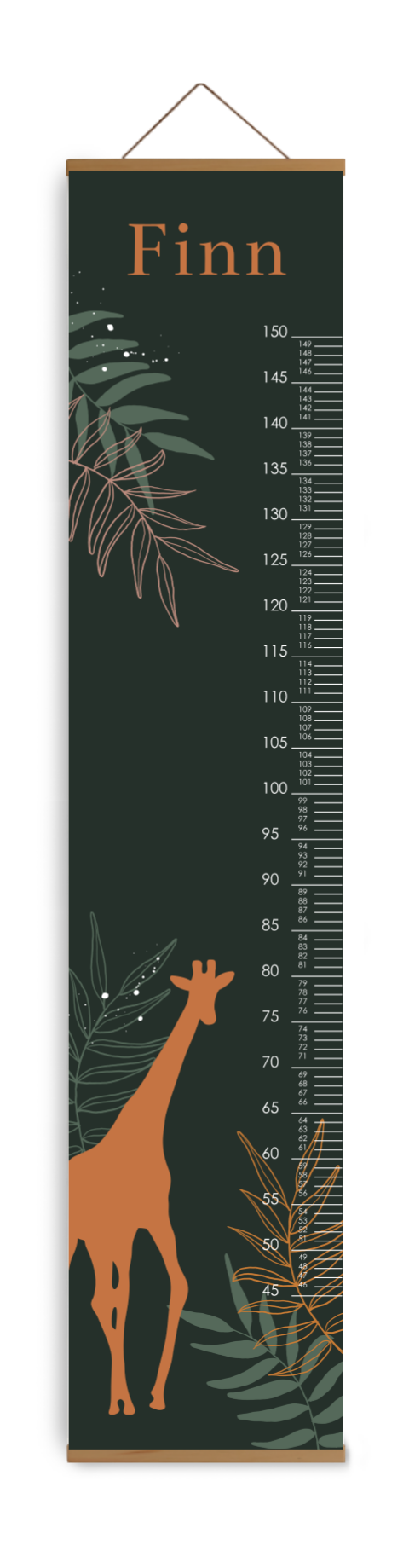 Bewerkbare groeimeter kinderkamer met silhouet van giraffe