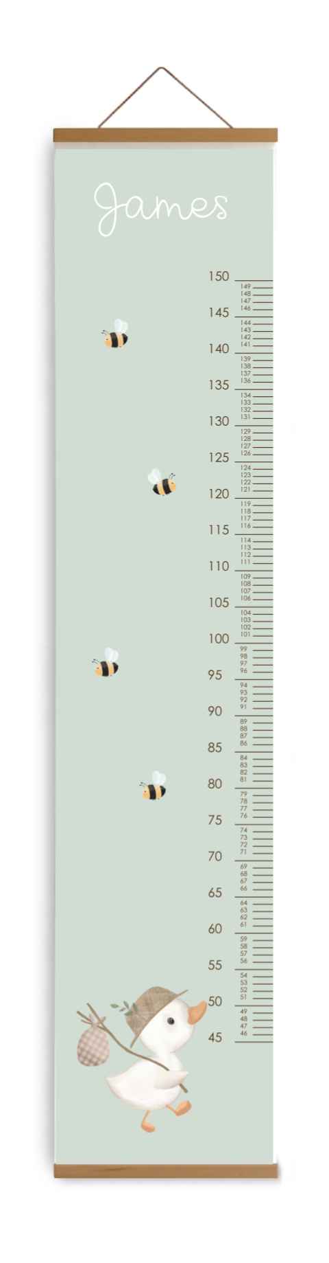 Groeimeter jongen mintgroen met eendje en bijtjes