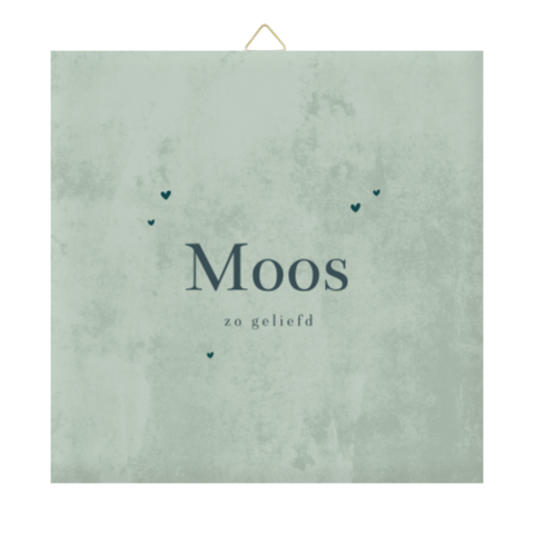 Geboortetegel groen met velvet-look en hartjes