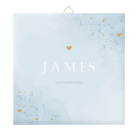 Geboorte tegeltje lichtblauw met watercolour