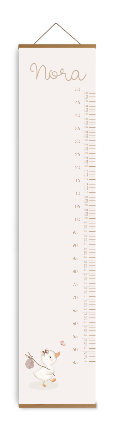 Groeimeter kinderkamer roze met eendje
