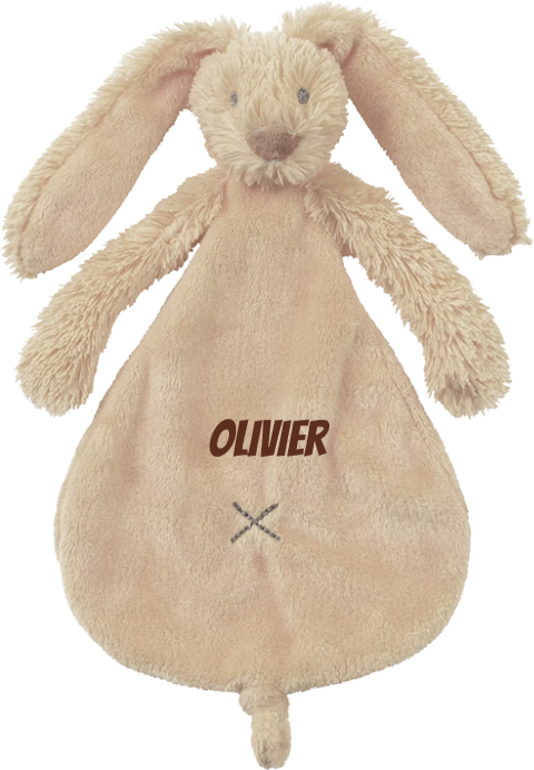 Happy Horse konijn Richie knuffeldoekje beige met geborduurde naam