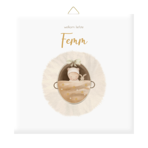 Geboortetegeltje meisje met baby in mandje