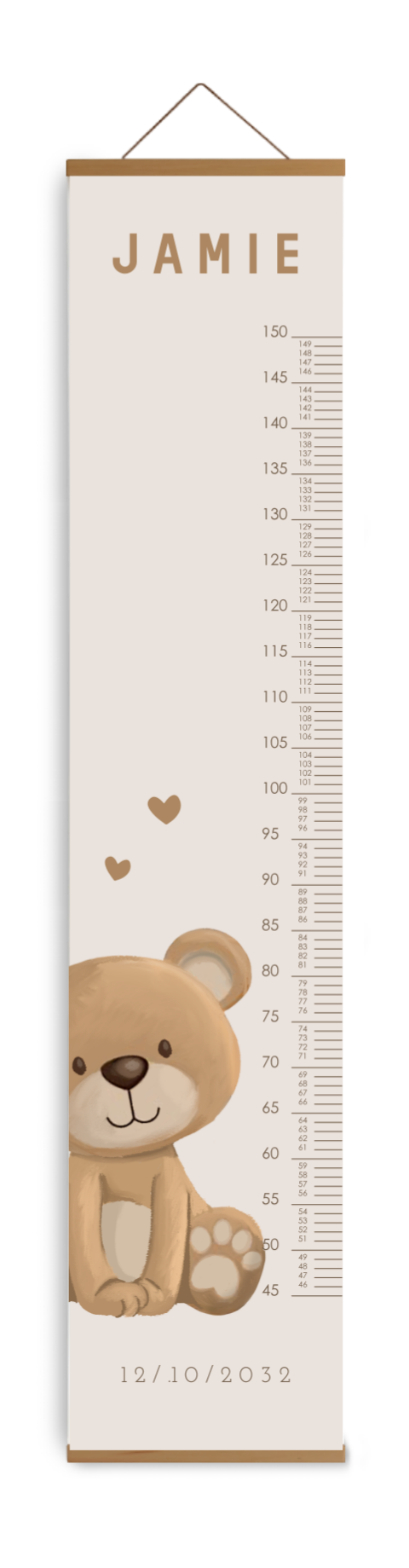 Bewerkbare groeimeter met lief teddybeertje