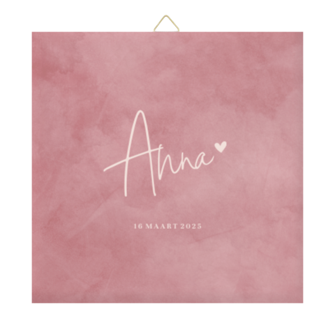 Lief geboortetegeltje met roze velvet-look