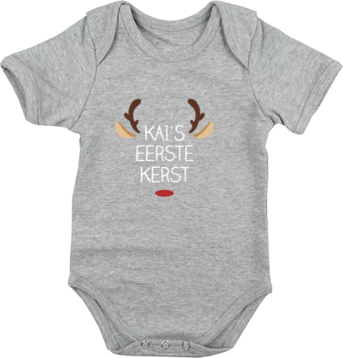 Kerst romper grijs met rendier en tekst