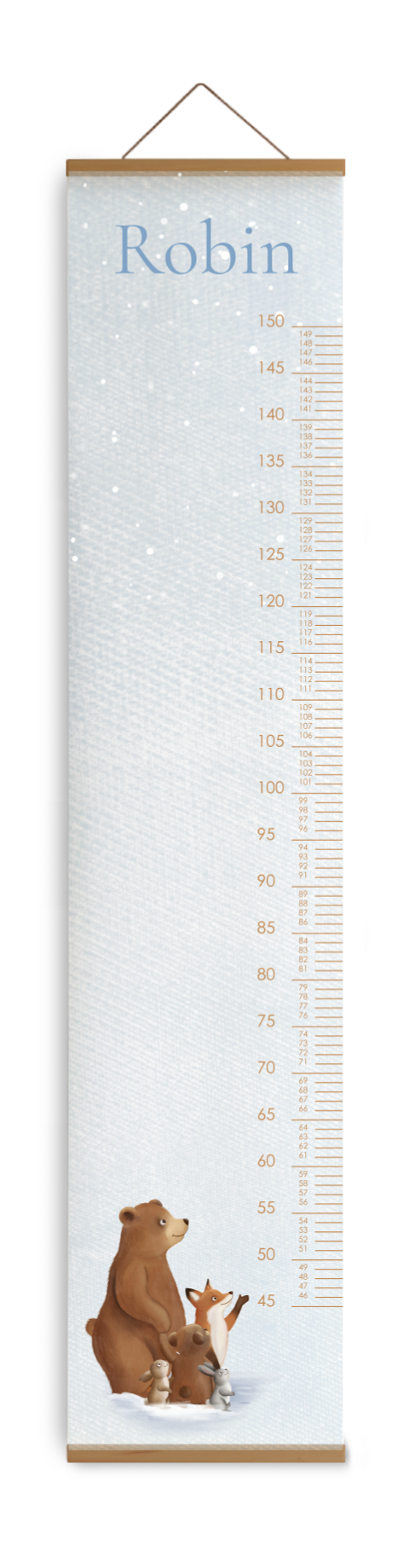 Bewerkbare groeimeter kinderkamer met winterdieren