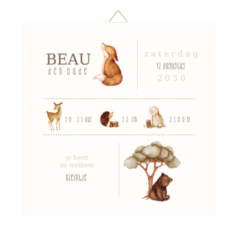 Geboortetegel met geboortegegevens