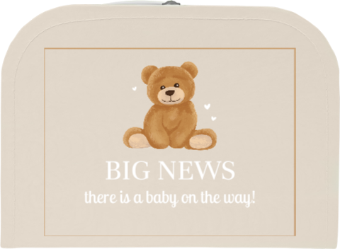 Zwangerschapsaankondiging geboortekoffertje met beer