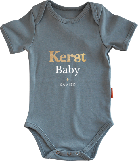 Kerst romper antraciet met goudlook letters