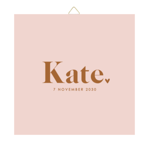 Geboortetegeltje roze minimalistisch met naam en datum