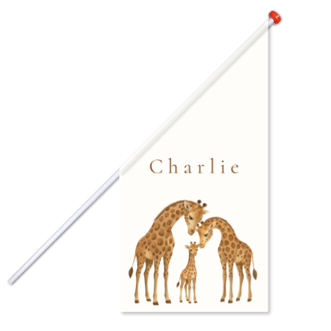 Geboortevlag met lieve giraffen gezin