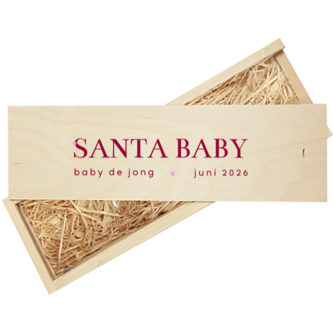 Zwangerschapsaankondiging wijnkist kerst met tekst