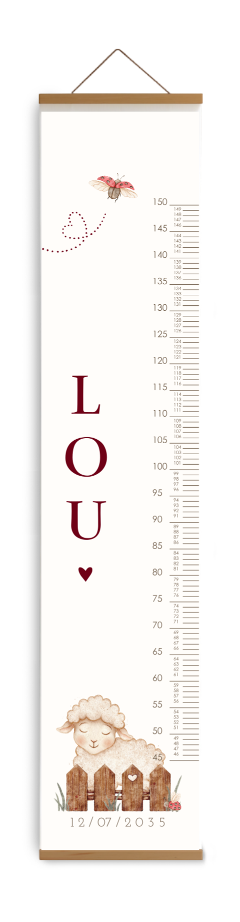 Bewerkbare groeimeter met lief schaapje