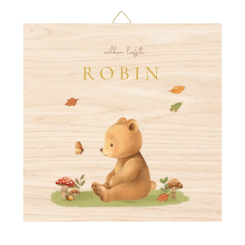 Gepersonaliseerde tegel met beertje en vlinder