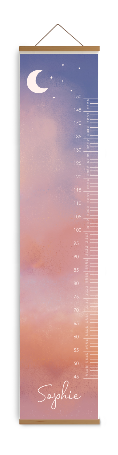 Bewerkbare groeimeter met dromerige wolken en pastelkleuren