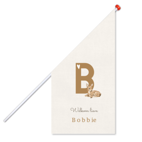 Herfst geboortevlag met initiaal en hertje