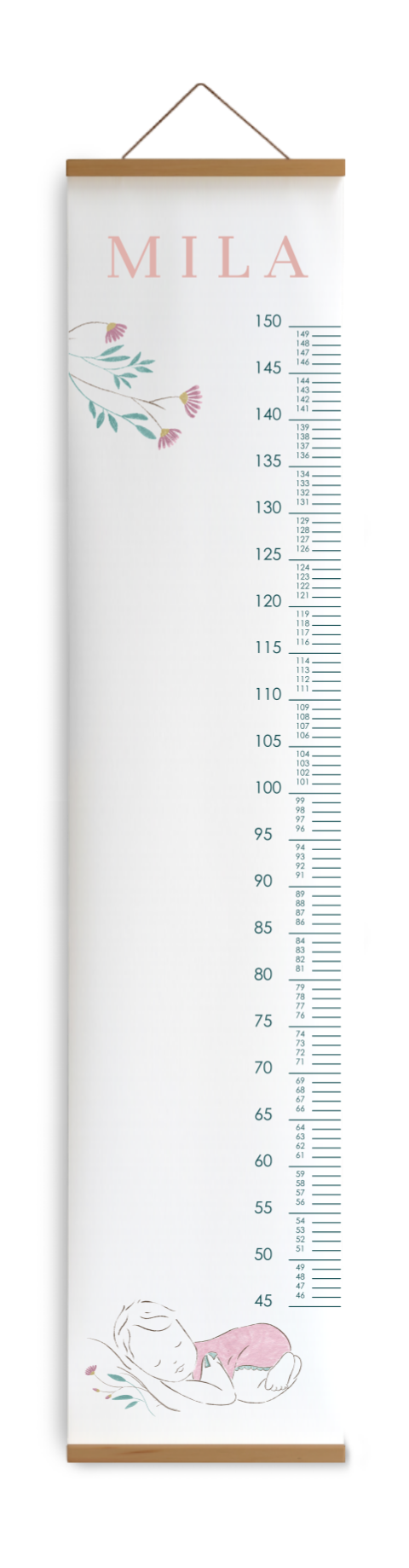 Groeimeter kinderkamer meisje met pastelkleuren en bloemen