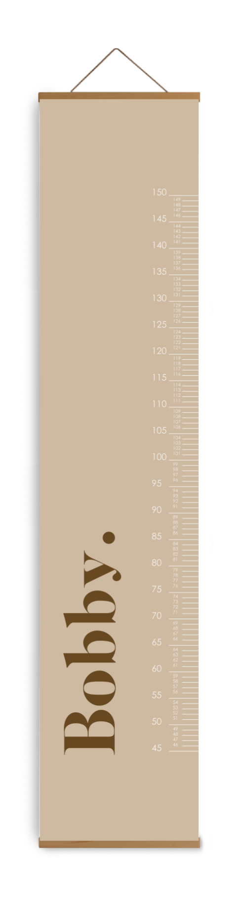 Groeimeter kinderkamer mokka kleur met naam