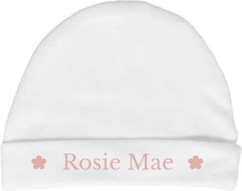 Lief babymutsje met bloemetjes en naam