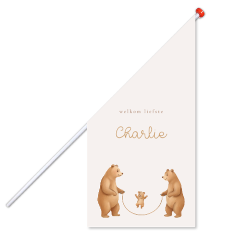 Geboortevlag neutraal met beren en springtouw