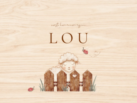 Memorybox voor baby met illustratie van lief schaapje