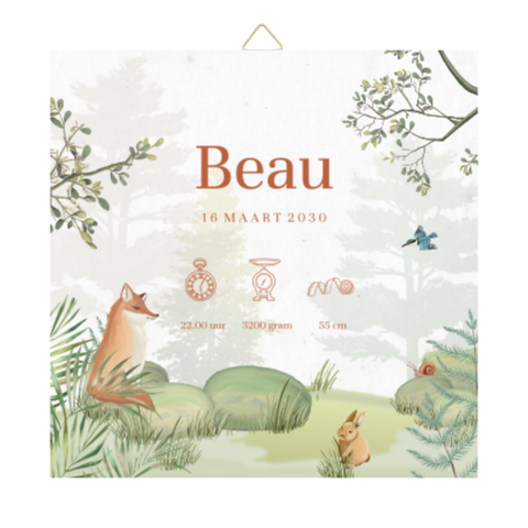 Geboortetegeltje met bosdieren
