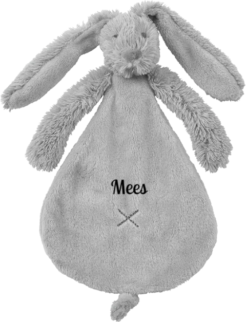 Happy Horse konijn Richie knuffeldoekje grijs geborduurd