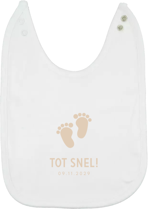 Zwangerschapsaankondiging slabbetje met voetjes en tekst