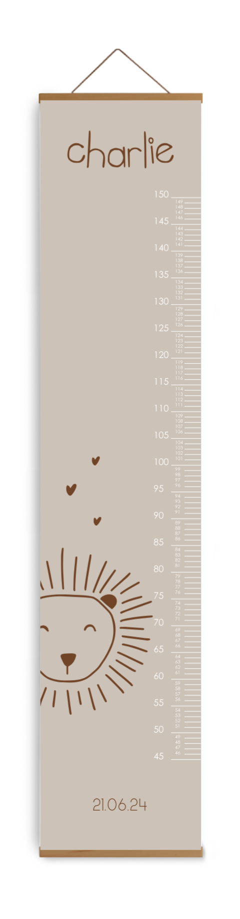 Bewerkbare groeimeter beige met leeuwtje