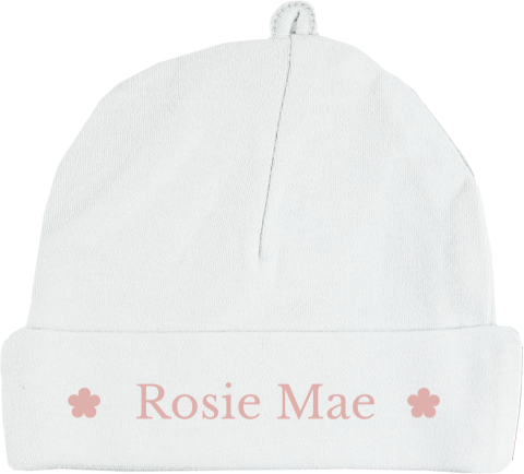 Lief babymutsje met bloemetjes en naam